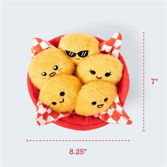5 Plushies with Basket Emotional Support Chicken Nuggets Cuddly Plush Toys - Picture 2 of 6